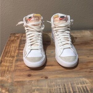 Nike High-Top Sneakers in White Cream and Pink. Women’s size 9
